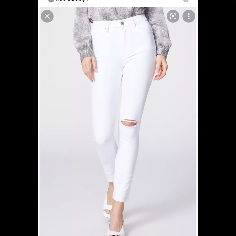 Paige Sarah Slim ripped high waist jeans size 24 in white frost destructed NWT